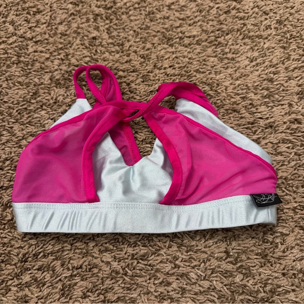Tiger Friday Sports Bra Girls CS  purple & silver  Cross Back Dance Crop